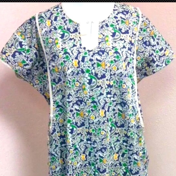 FLORAL🌺TUNIC Light Weight Airy Vintage Summer Boho House Dress Super Cute! Sz L - Picture 8 of 8